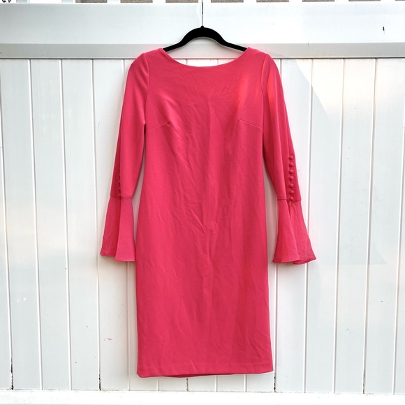 Calvin Klein Dresses & Skirts - Calvin Klein Chiffon-Bell-Sleeve Sheath Dress Pink Size 10